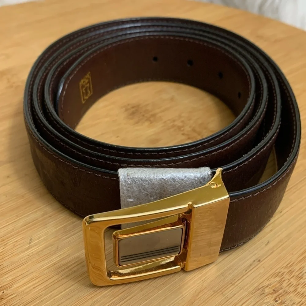 Vintage NIB Taner Brown Gold Leather Money ID Conceal Security Travel Zip Belt